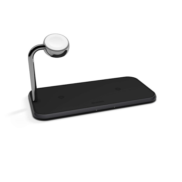 ZENS Triple Alu. Lader Qi Trådløs 220V 2x10W med Apple Watch Lader (Apple QC 7,5W) Sort