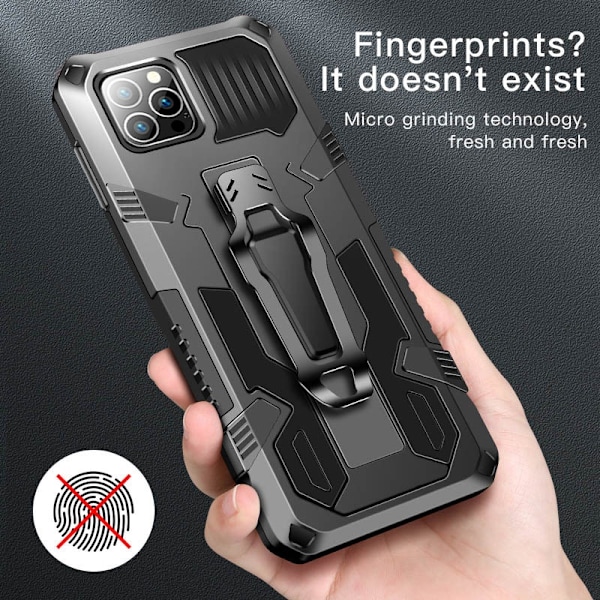 Robust etui med stativ til iPhone 13, Sort Svart