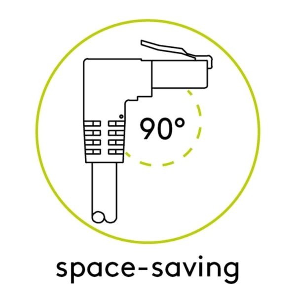 Goobay Netværkskabel CAT 5e vinklet 1x 90°, F/UTP, sort, 2 m kobberbeklædt aluminiumleder (CCA), 1x RJ45-stik 90 ° (8P8C)