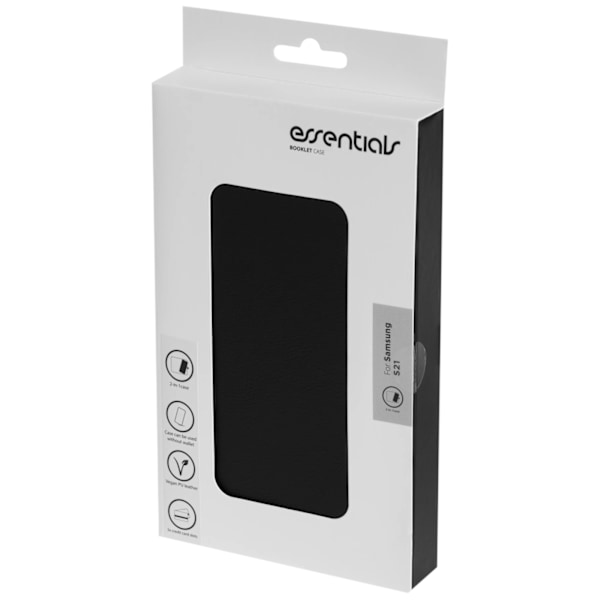 Essentials Samsung S21 PU wallet, detachable, 3 cards, Black Svart