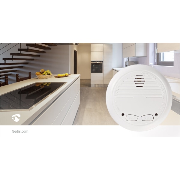 Nedis Röklarm | Batteridriven | Batterilängd upp till: 1 år | Synkroniseringsbar | EN 14604 | Med testknapp | 85 dB | ABS | Vit