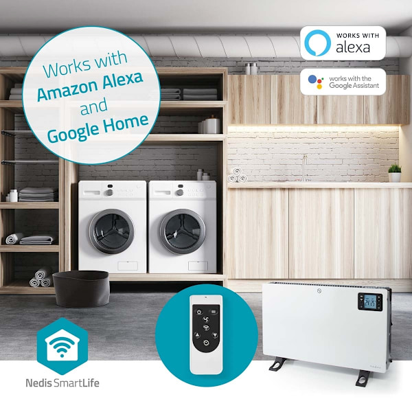 Nedis SmartLife Konvektion Värmare | Wi-Fi | 2000 W | 3 Värmeinställningar | LCD | 5 - 37 °C | Justerbar termostat | Vit