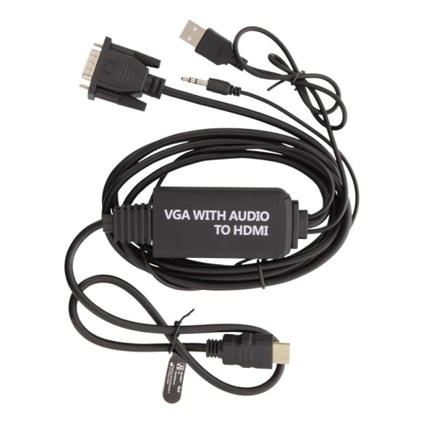 DELTACO VGA till HDMI- och ljudkabel, 2m, FHD, drivs via USB, sv