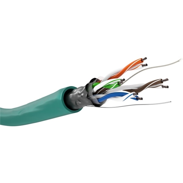 Goobay CAT 5e Nätverkskabel, F/UTP, 100 m, grön Kopparklädd aluminiumledare (CCA), AWG 26/7 (stranded), PVC-kabelhölje
