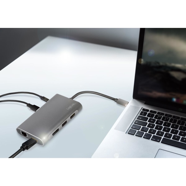LogiLink USB-C-docka 8-i-1 HDMI/DP/RJ45/USB/USB-C 100W