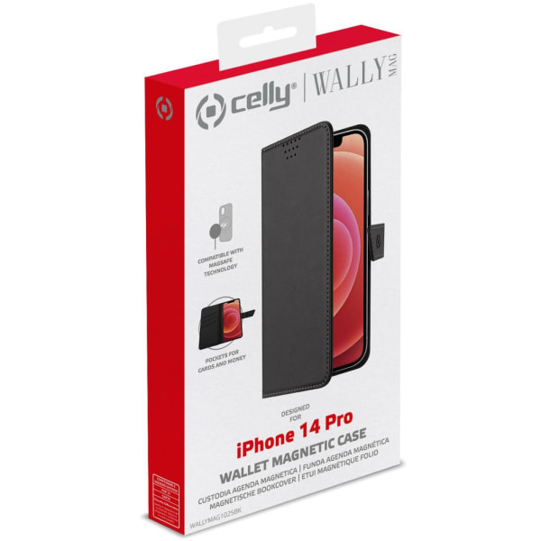 Celly MagSafe Wallet Case iPhone 14 Pro, Svart Svart