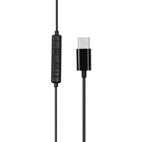 STREETZ Semi-in-ear earphones, 3-button, USB-C, black Svart