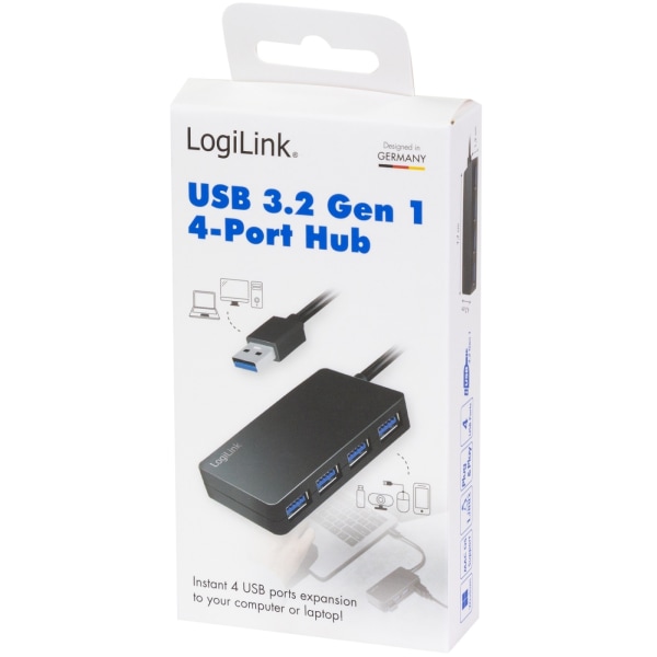 LogiLink USB 3.0-hub (3.2 Gen1) 4 USB-A-portar