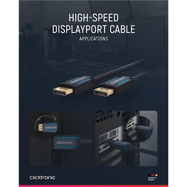ClickTronic DisplayPort™-kabel Premiumkabel | 1x DisplayPort™-kontakt  1x DisplayPort™-kontakt | 10,0 m | UHD 4K @ 60 Hz