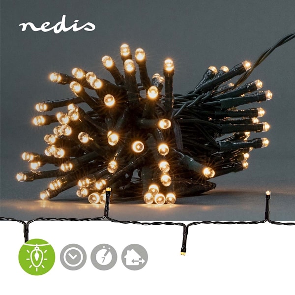 Nedis Julbelysning | Sträng | 48 LED's | Varm Vit | 3.60 m | Ljuseffekter: 7 | Inomhus eller Utomhus | Batteridriven