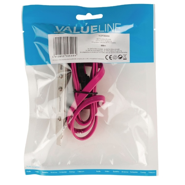 Valueline SATA 3 Gb / s Kabel Internal 2x SATA 7-Pin Hona - 2x SATA 7-Pin Fäste 0.50 m Röd