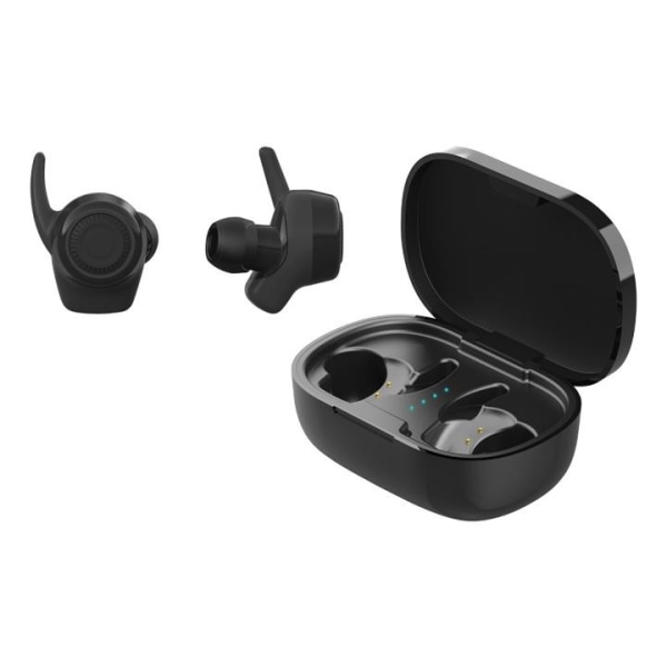 STREETZ Wireless stay-in-ear earbuds with charging case, sweat r Svart