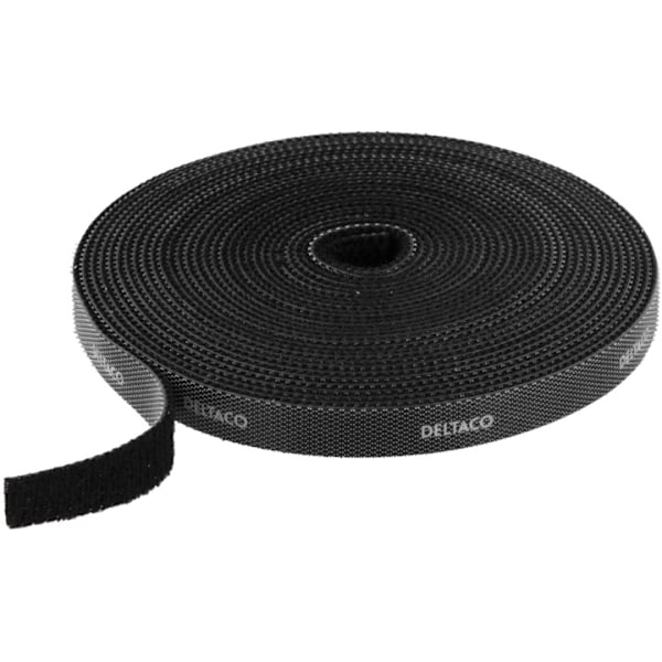 DELTACO burrebånd, 5m, 10mm, sort
