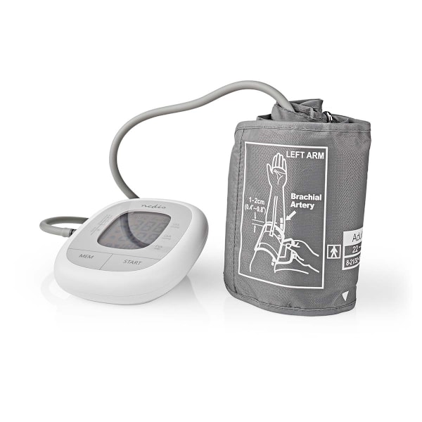 Nedis Blodtryksmåler | Arm | Baggrunds belyst LCD Display | 22 - 42 cm | Hukommelsespladser: 60 | Hvid
