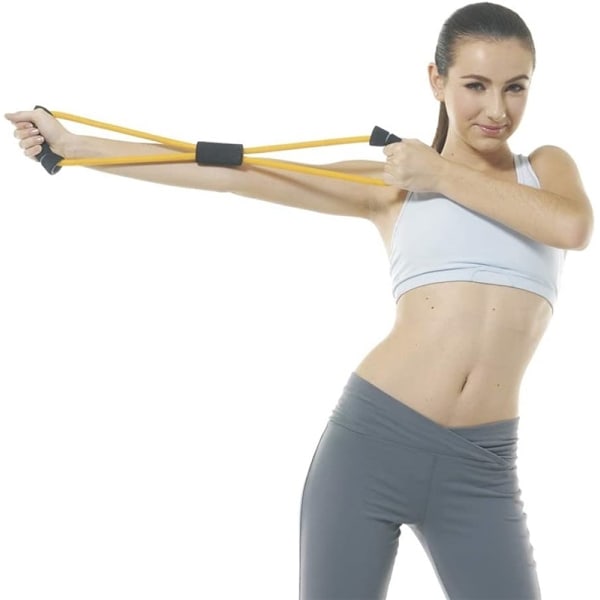 Resistance band/Gummiband med handtag, Gul
