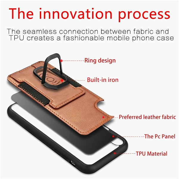 Mobilcover med ringeholder til iPhone 12/12 Pro, Sort Svart