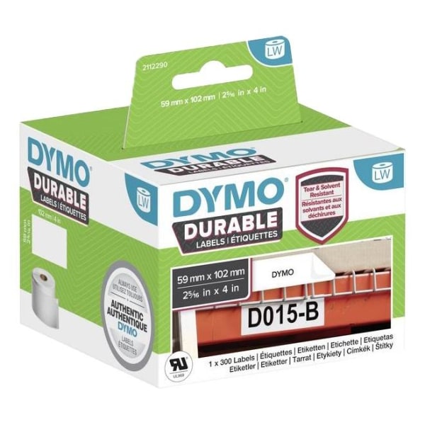 DYMO LW Durable shipping label 59mm x 102mm, 300 etiketter, vit