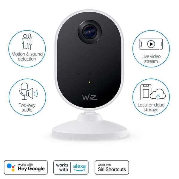 WiZ Startkit Övervakning och belysning Kamera + 3x Smart LED E27