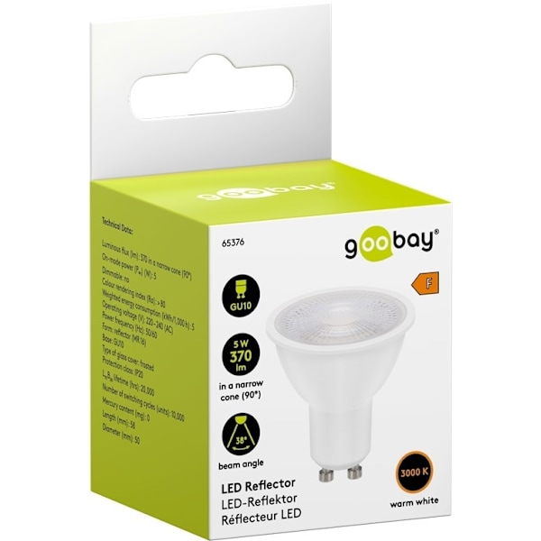 Goobay LED-reflektor, 5 W sockel GU10, varmvit, ej dimbar