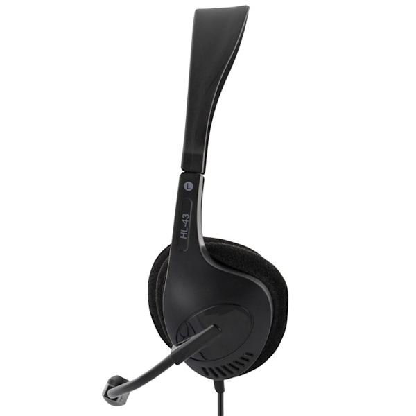 DELTACO headset, volumenkontrol på kablet, 2 x 3,5 mm, 2,5 m kabe Svart