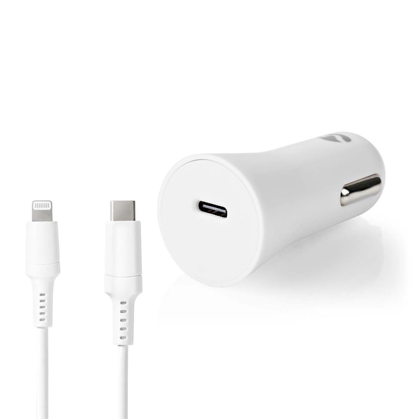 Nedis Billaddare | 20 W | 1.67 / 2.22 / 3.0 A | Antal utgångar: 1 | Port typ: USB-C™ | Lightning 8-Pin (Lös) Kabel | 1.00 m | Automatiskt val av Spänn