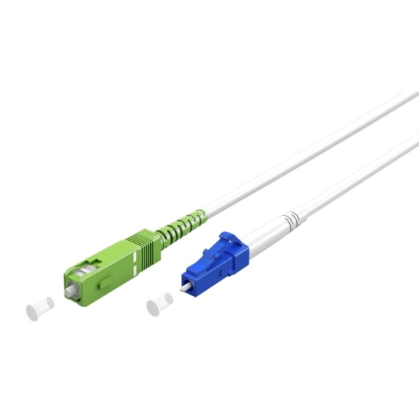 Goobay Lyslederkabel (FTTH), Singlemode (OS2) White, hvid (Simplex), 1 m fiberoptisk kabel, stik SC-APC (8°) > LC stik (UPC), halogenfri kabelkappe (L