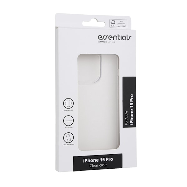 Essentials iPhone 15 Pro TPU back cover, transparent Transparent