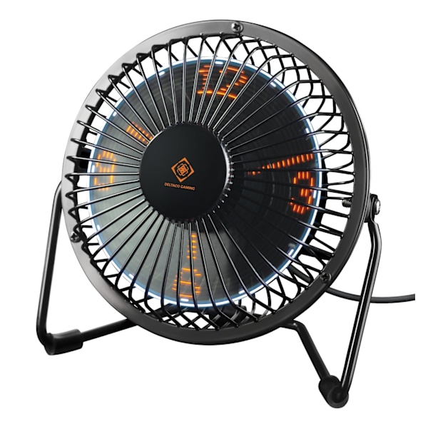 deltaco_gaming USB desktop fan with clock, black