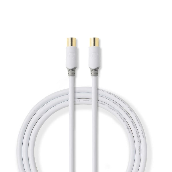 Nedis Koaksiaalikaapeli | IEC (Coax) Uros | IEC (Coax) Naaras | Kullattu | 100 dB | 75 Ohm | Tuplasuojattu | 10.0 m | Pyöreä | PVC | Valkoinen | Laati
