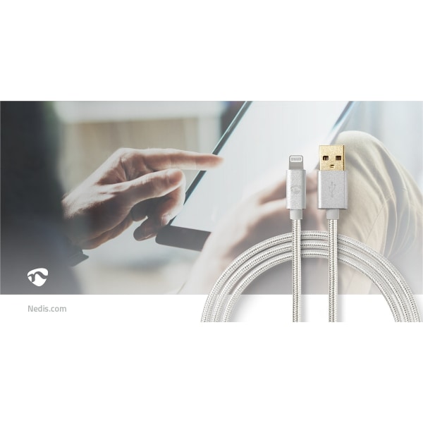 Nedis Lightning Kabel | USB 2.0 | Apple Lightning, 8-stifts | USB-A Hane | 480 Mbps | Guldplaterad | 1.00 m | Rund | Flätad / Nylon | Aluminium | Kart