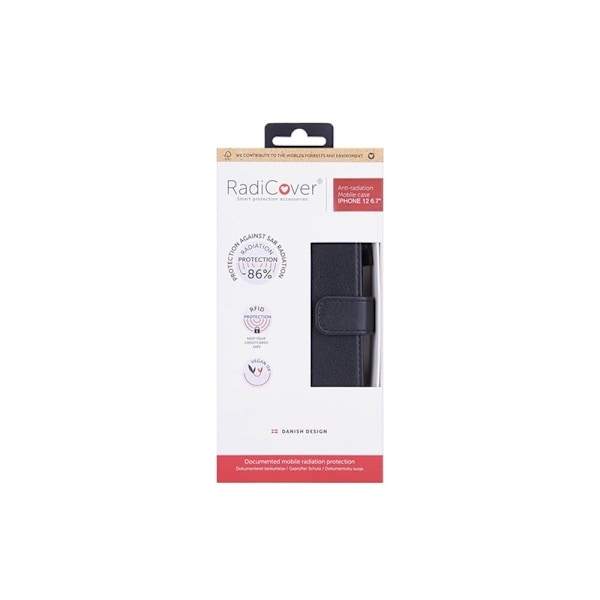 Radicover Lompakko iPhone 12 Pro Max Säteilysuojattu Flipcover RFID Musta Svart
