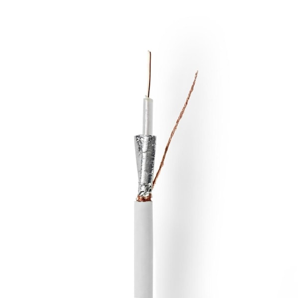 Nedis Coax Kabel På Rulle | RG59U | 75 Ohm | Dobbelt afskærmet | ECA | 100.0 m | Coax | PVC | Hvid | Rulle