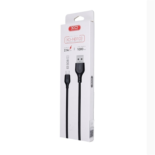 XO NB103 USB - microUSB (2,1A) 1m, musta