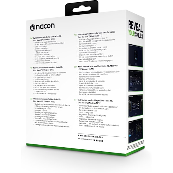 Nacon Pro Compact Wired Game Controller, Blå, Xbox / PC