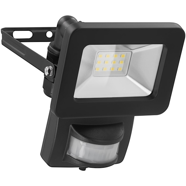 Goobay LED-strålkastare för utomhusbruk, 10 W, med rörelsedetektor med 850 lm, neutralt vitt ljus (4000 K), PIR-sensor med ON/OFF-funktion och M16 kab