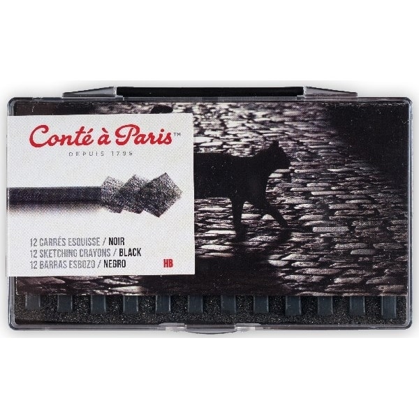 CONTE Black B Sketch Carre Crayon Cap In Plastic Box