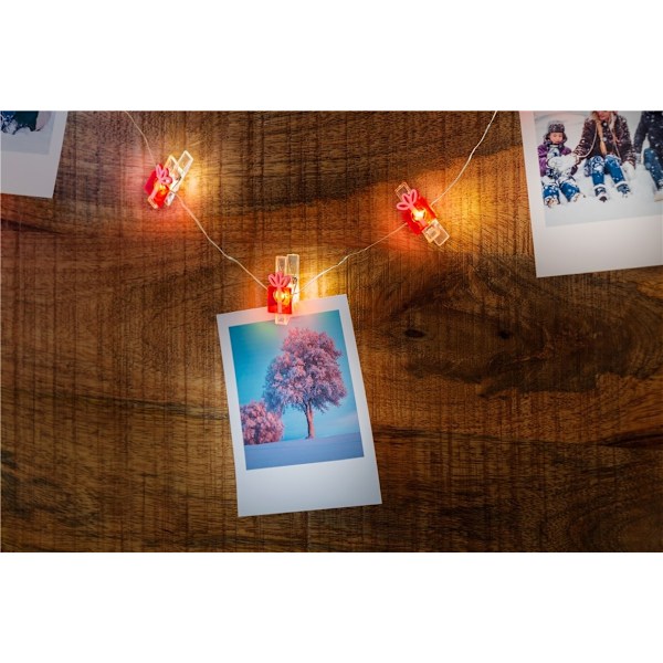 Goobay 10 LED fotoklipp ljusslinga "Gåva" med timerfunktion, varmvitt (3000 K), batteridrift