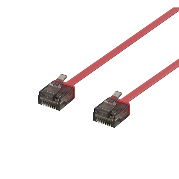 DELTACO U/UTP Cat6a laitekaapeli, litteä, 1mm paksu, 2m, punainen