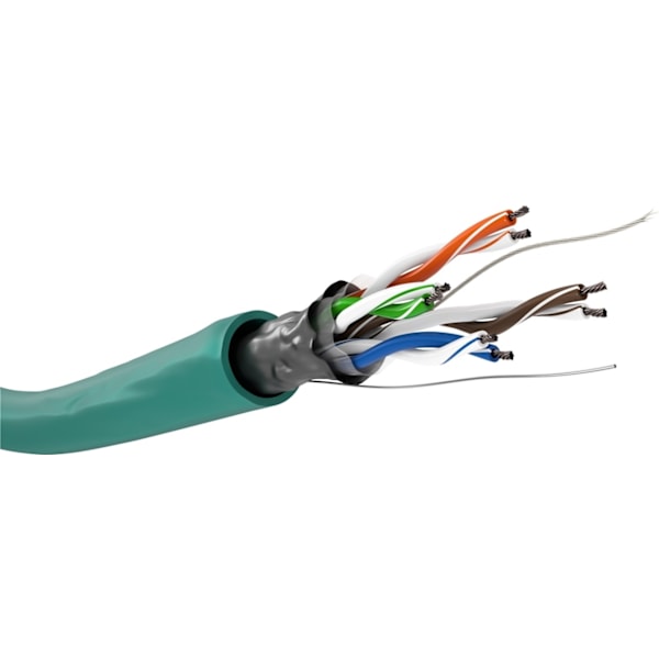 Goobay CAT 5e Nätverkskabel, F/UTP, 100 m, grön Kopparklädd aluminiumledare (CCA), AWG 26/7 (stranded), PVC-kabelhölje