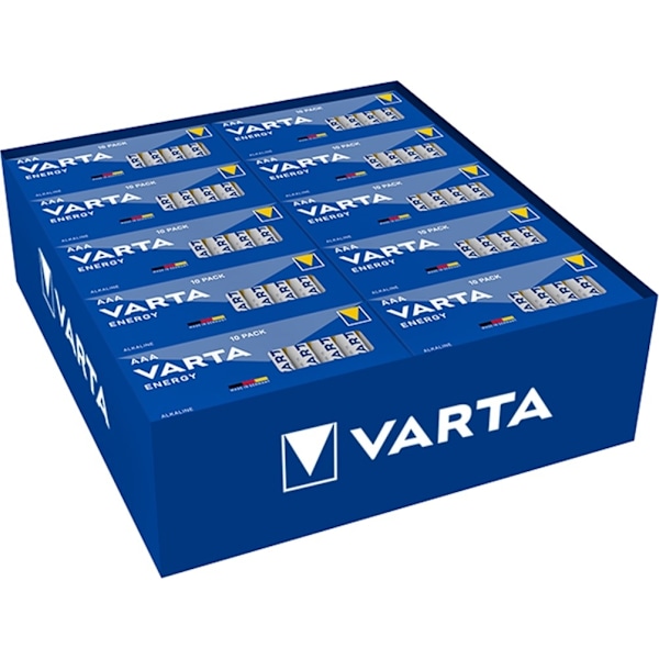 Varta LR03/AAA (Micro) (4103) batteri, 10 stk. box alkaline mangan batteri, 1,5 V