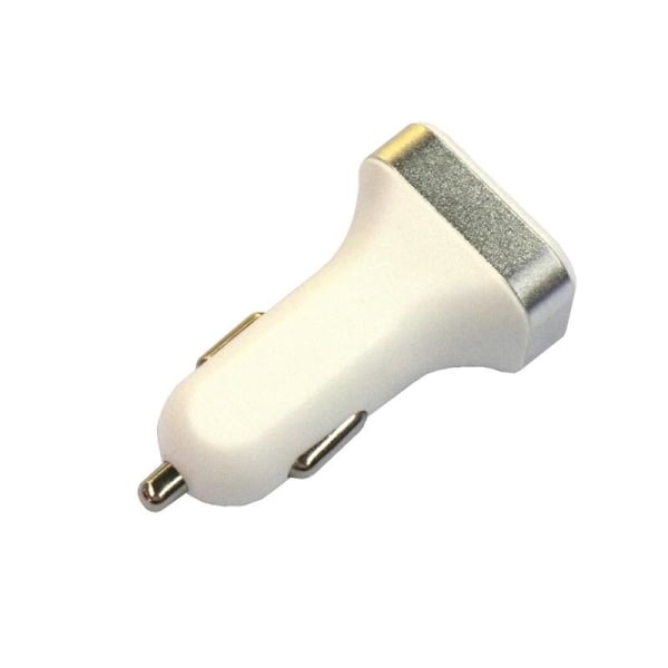 USB-billaddare med 2 USB-portar och display, Silver