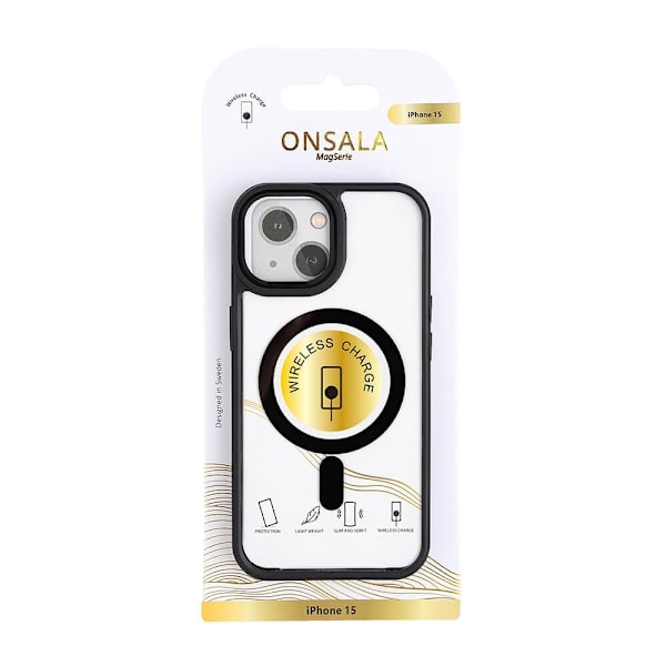 Onsala Mobilskal Bumper MagSeries Black & Clear - iPhone 15 Transparent