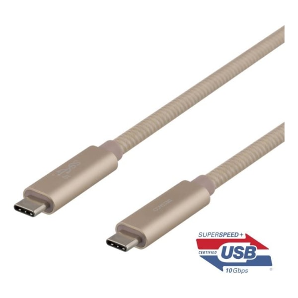 DELTACO USB-C SuperSpeed cable, 0.5m, braided, USB 3.1 Gen 2, 10