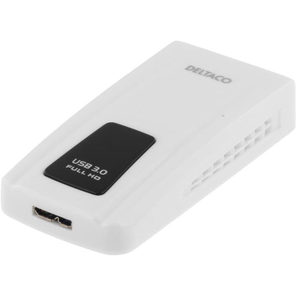 DELTACO PRIME sovitin USB 3.0 - DVI/HDMI/VGA,  2048x1152, valkoi