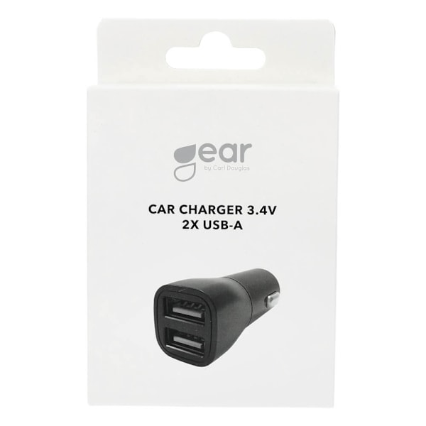 GEAR Lader 12/24V 2xUSB-A 3,4A Sort