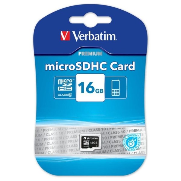 Verbatim memorykort, microSDHC, <b>16GB</b>, micro Secure Digita