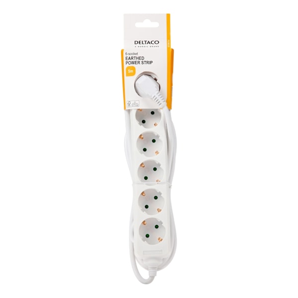 DELTACO outlet 6xCEE 7/3 1xCEE 7/7 5m white