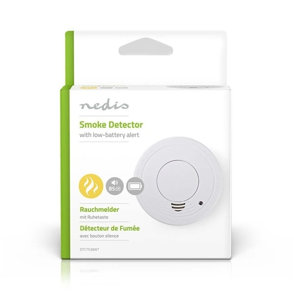 Nedis Röklarm | Batteridriven | Batterilängd upp till: 1 år | EN 14604 | Med paus knapp | Med testknapp | 85 dB | ABS | Vit