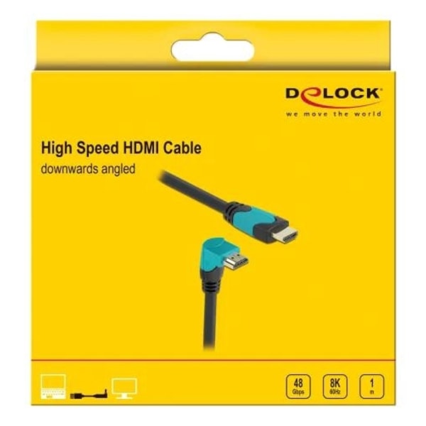 Delock High Speed HDMI cable male-male 90° down 48 Gbps 8K 60 Hz