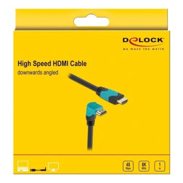 Delock High Speed HDMI cable male straight to male 90° downwards angle